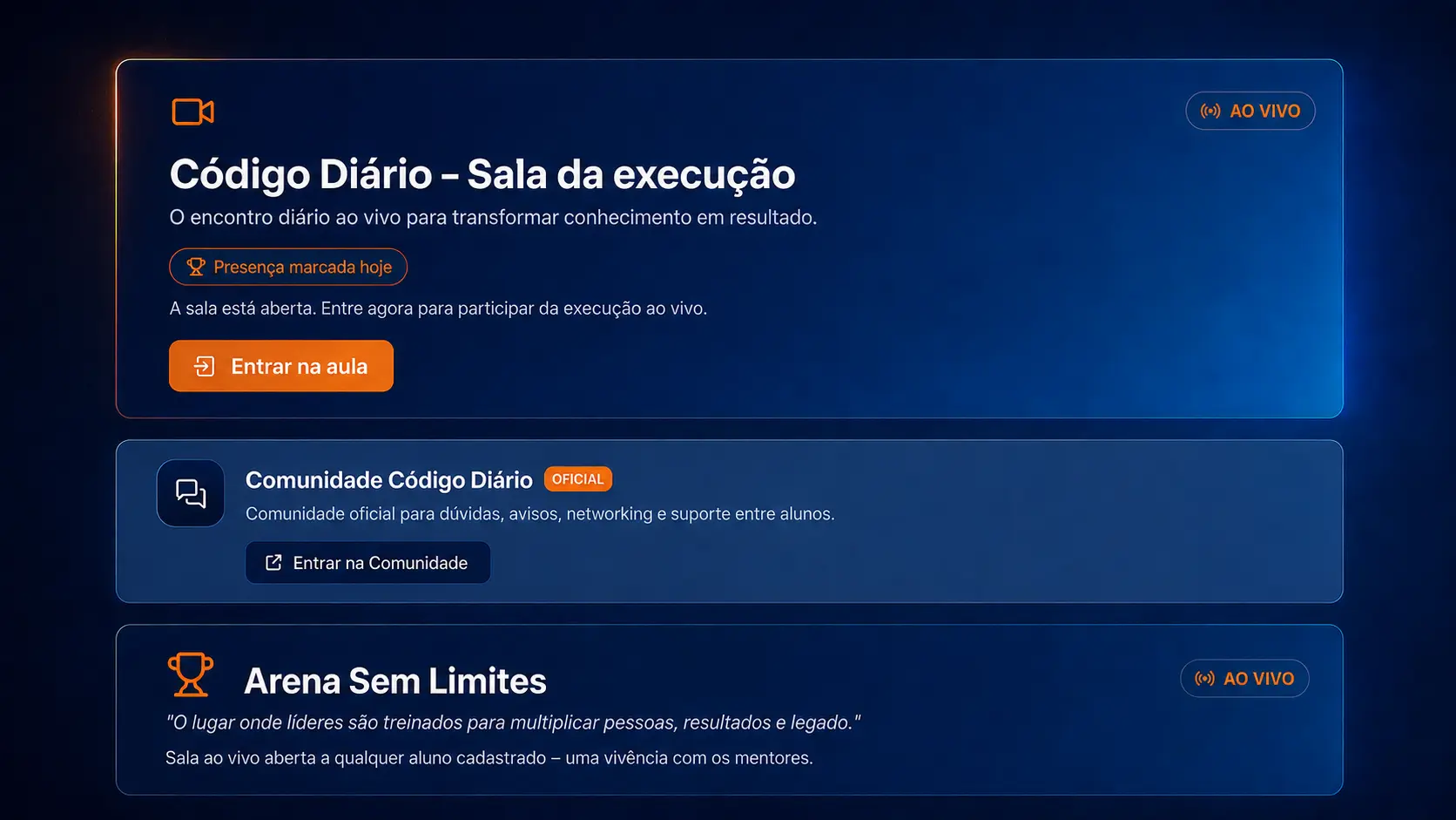 Aula ao vivo na plataforma Código Diário